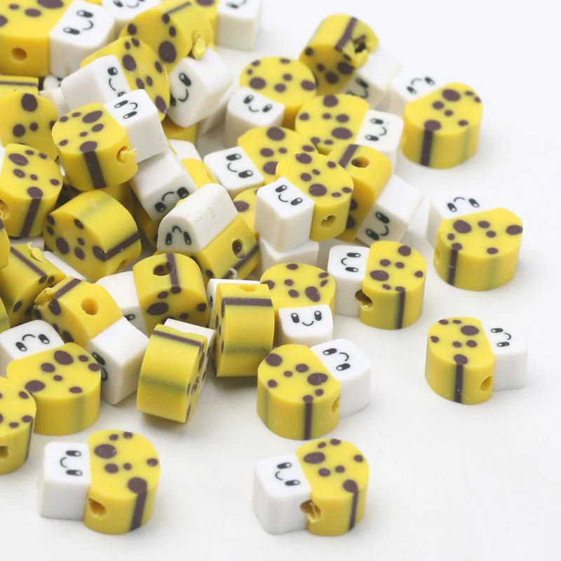 Бусины из полимерной глины, 20/50/100 шт., 8x10 мм, желтые бусины в виде грибов для детской подвески, аксессуары, оптовая продажа