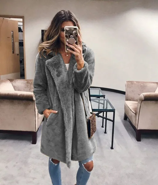 Ladies Faux Fur Coat Fashion Personality Mid-Length Suit Street Loose Casual Warm Jacket 2022 Winter New Style long fox fur