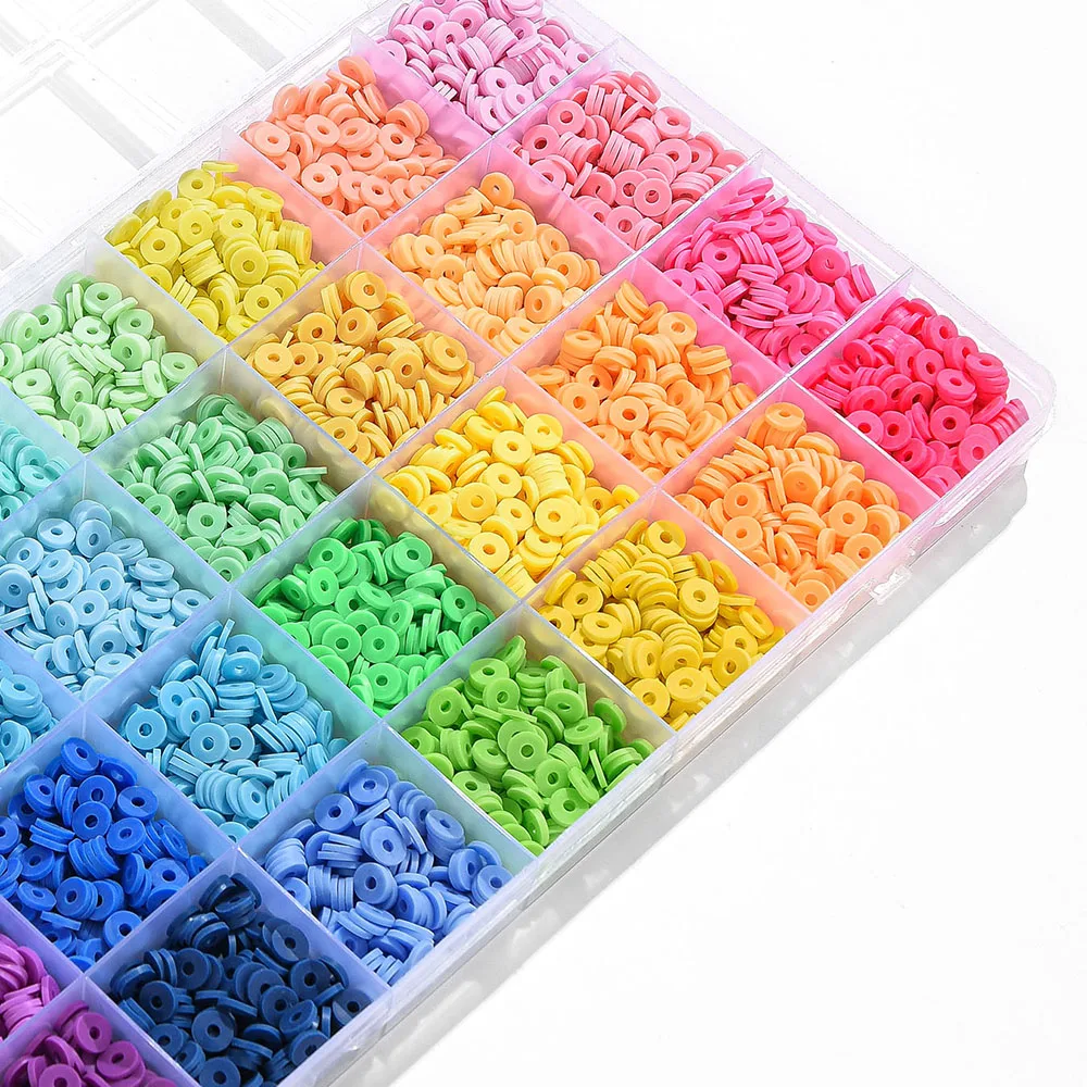 4200 Шт. Глиняные Бусины Для Изготовления Браслетов 28 Цветов Плоские Круглые