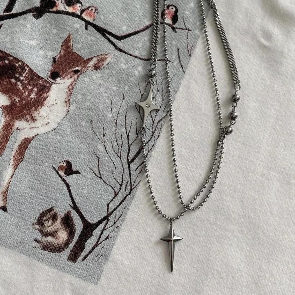 Многослойное ожерелье-чокер ручной работы из нержавеющей стали с бусинами и