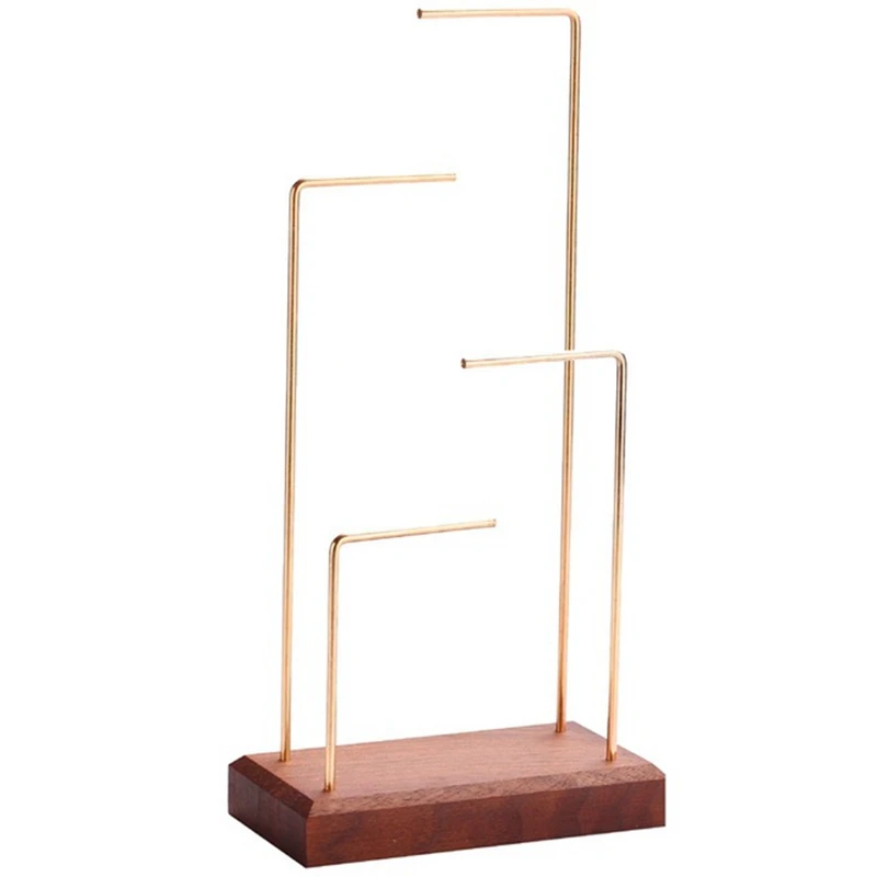 Ring Display Holder Pendant Earrings Display Stand Metal Stick Solid Wood Jewelry Display Stand