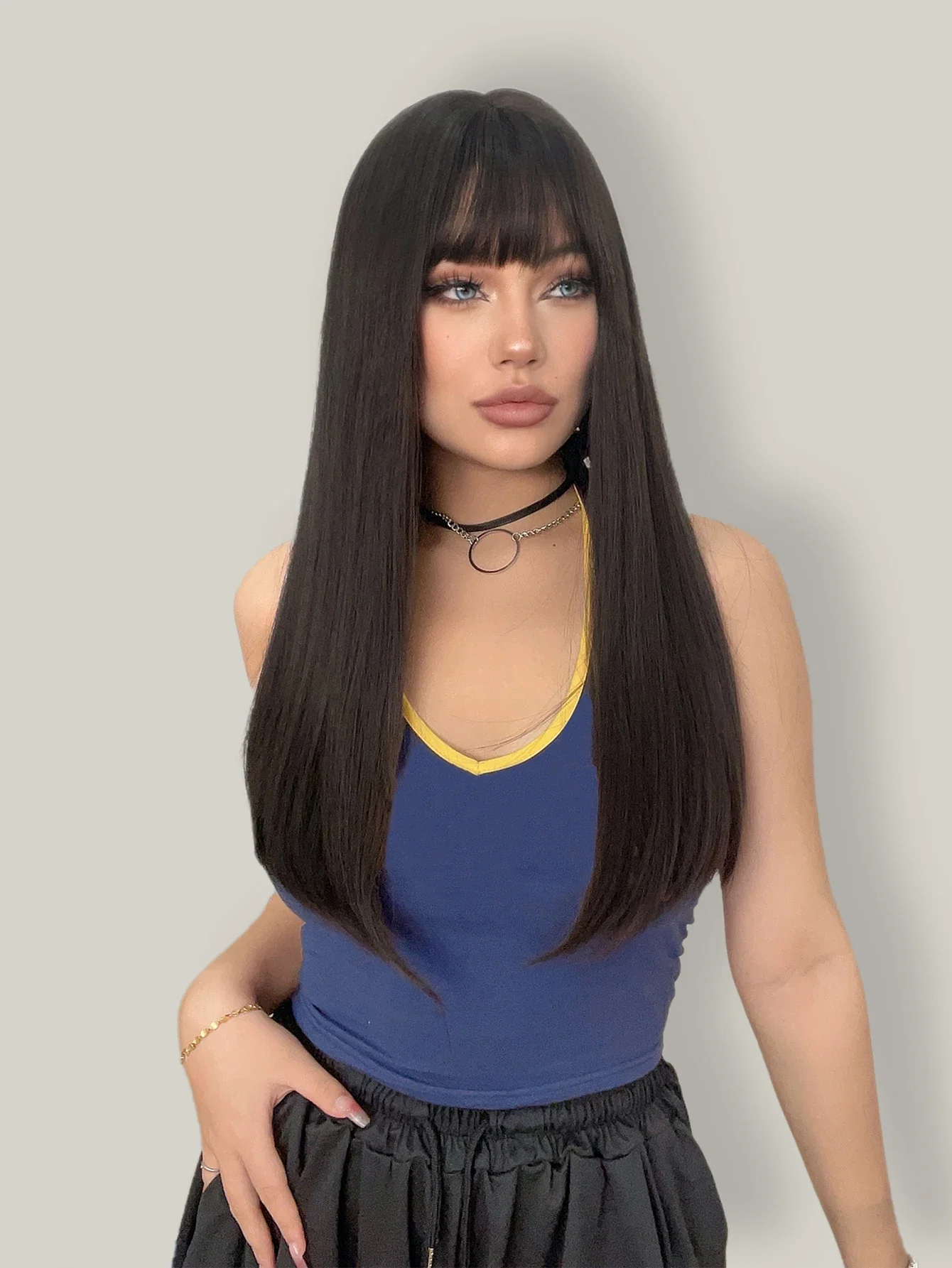 Парик для женщин 24 дюйма синтетические с длинными натуральными прямыми волосами