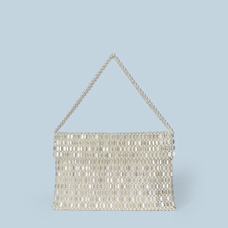 Модная блестящая сумка ручной работы из акрила и бисера выдолбленная на плечо