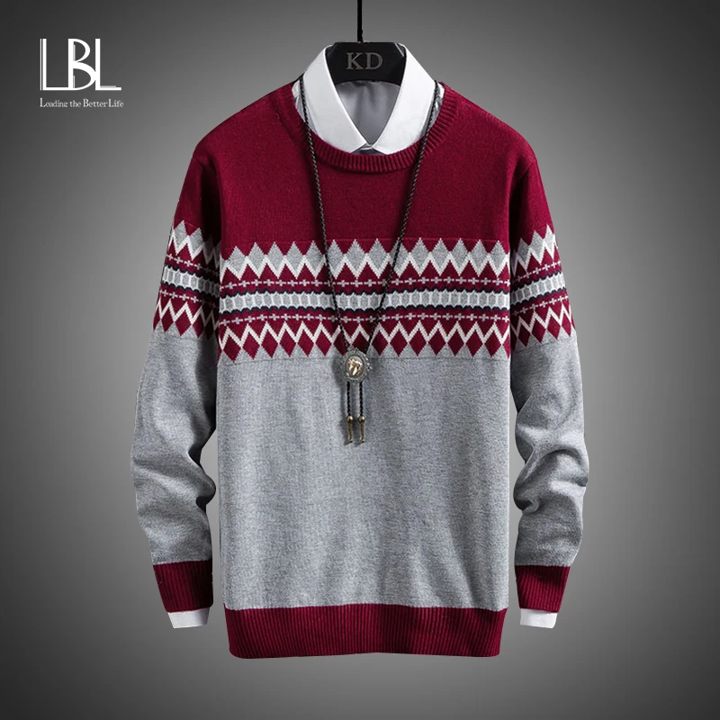 

Casual Men's Sweater O-Neck Striped Slim Fit Knittwear 2022 Autumn Mens Sweaters Pullovers Pullover Men Pull Homme Brand Tops