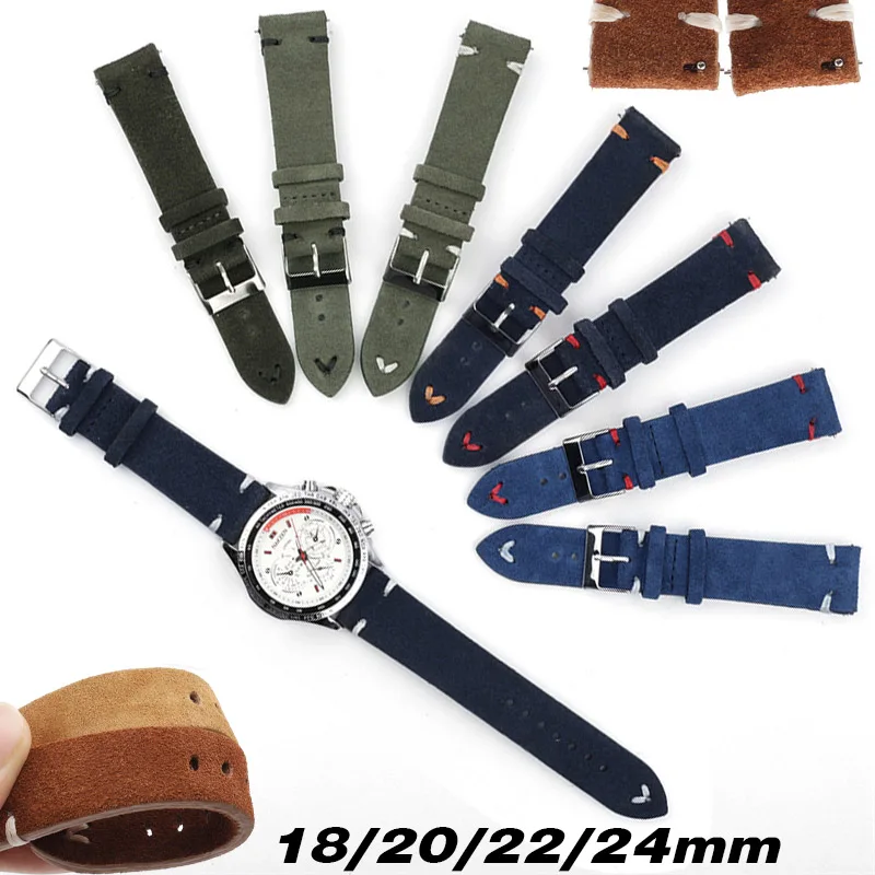 

Высококачественный замшевый ремешок, быстросъемный браслет, 18 мм, 20 мм, 22 мм, 24 мм, синий, коричневый сменный ремешок