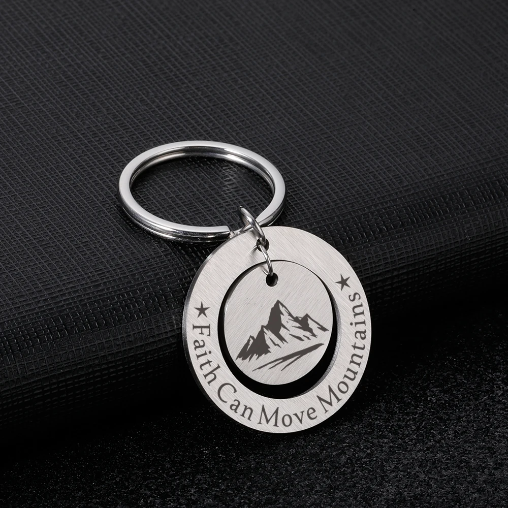 

Bible Verse Inspirational Keychain Faith Can Move Mountains Key Chain for Friends Son Daughter Religious Birthday Christmas Gift