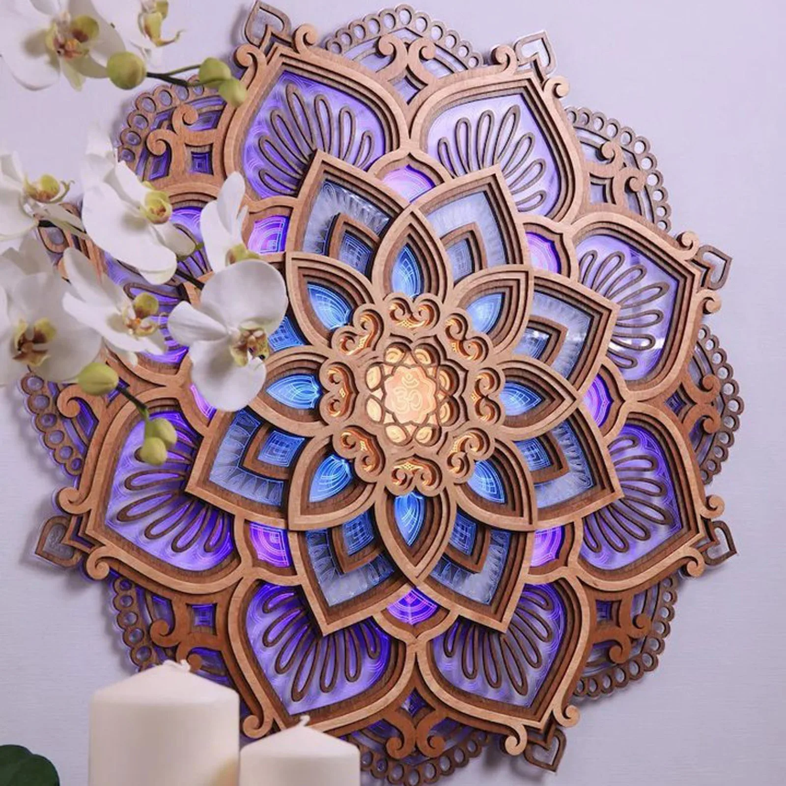 

Mandala Yoga Room Night Light LED Multilayered Laser Cut Carved Light LED Elegant Wooden Mandala Hanging Lamp Dropshipping