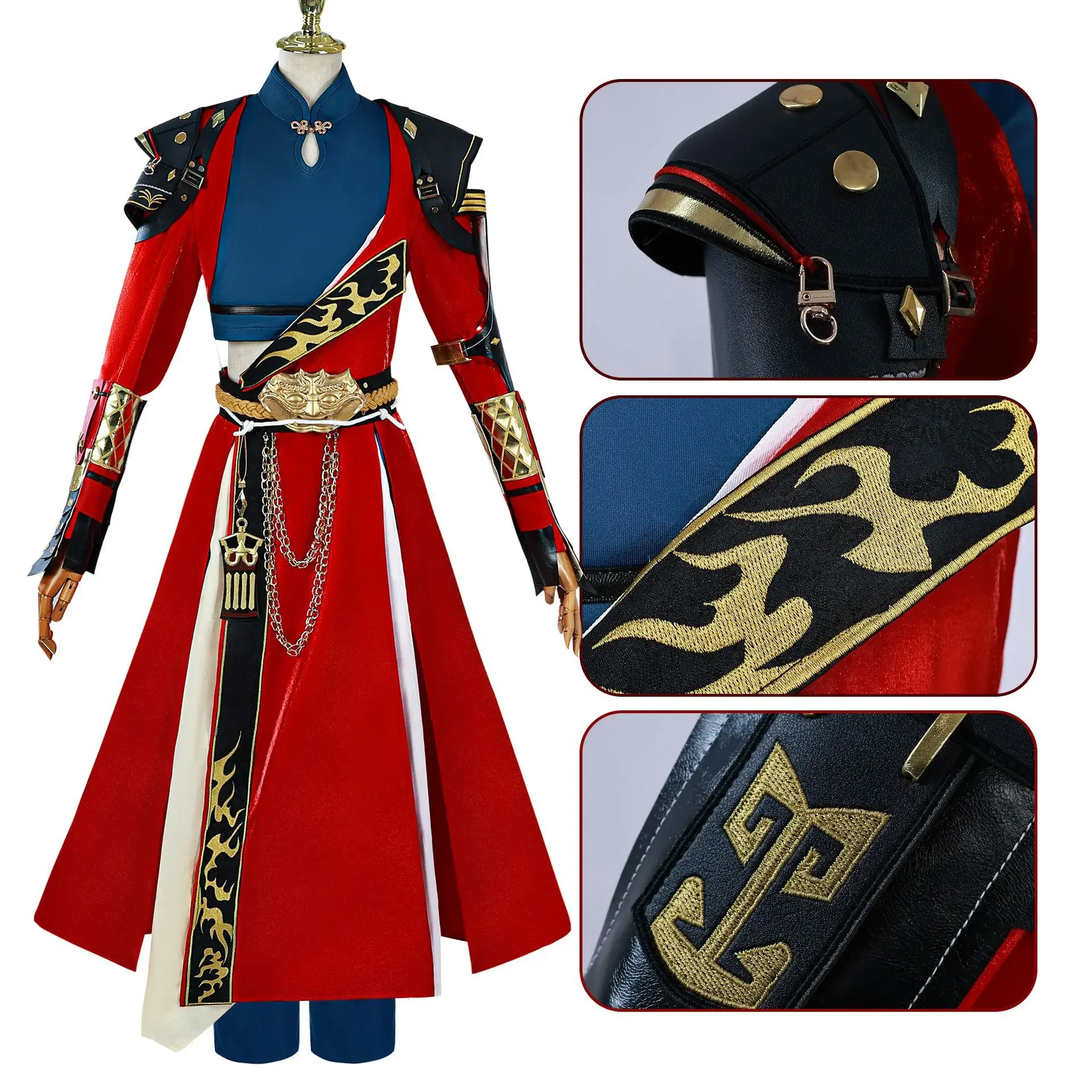 Фото Игра Пепел Королевства Sun Ce Косплей Костюм Sunce Древний комплект Hanfu Аниме Униформа Парик Взрослый Мужчина Женщина Костюм на Хэллоуин №4