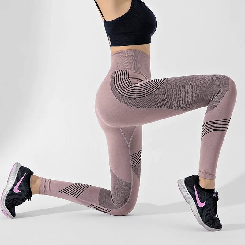 High Waist Stretch Tights Fitness Pants Leggings Women Quick-drying Running Sports Pants Training Hip Yoga Pants Autumn