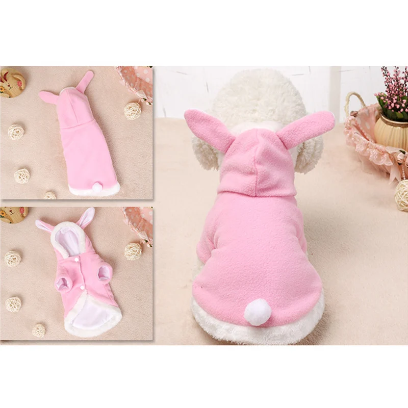 

Easter Dress Up Hooded Coat Clothing for Dogs Fleece Cat Puppy Bunny Pet Dog Costume Clothes Warm Rabbit Dressing Up Outfit Pink