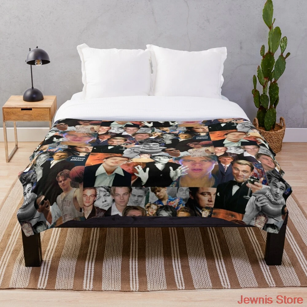 

Одеяло с коллажем Leonardo dicapro, флисовое плюшевое покрывало s на кровать/диван, покрывало для сна, для детей и взрослых