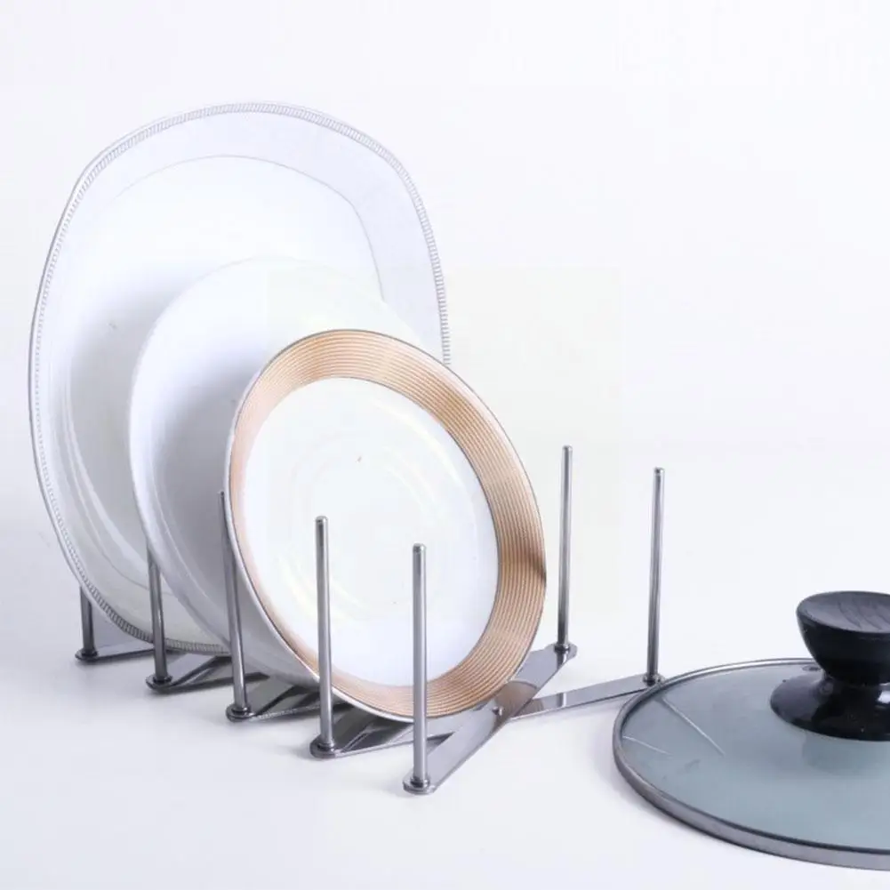

Multifunction Kitchen Organizer Pot Lid Holders Steamer Pans Kitchen Shelf Glasses Plate Holder Organizer Steel Rack Q8N5