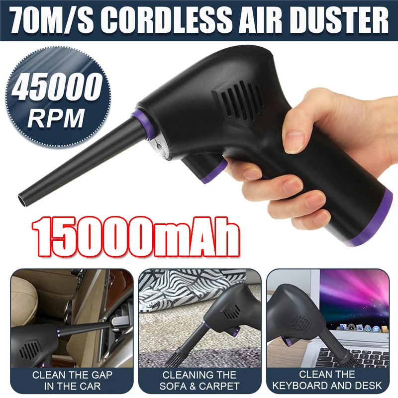 

Vacuum Cleaner 15000mAh Household Multipurpose Dust Collector Air Duster Compressed Blower for Car Keyboard Cleaner 45000rpm