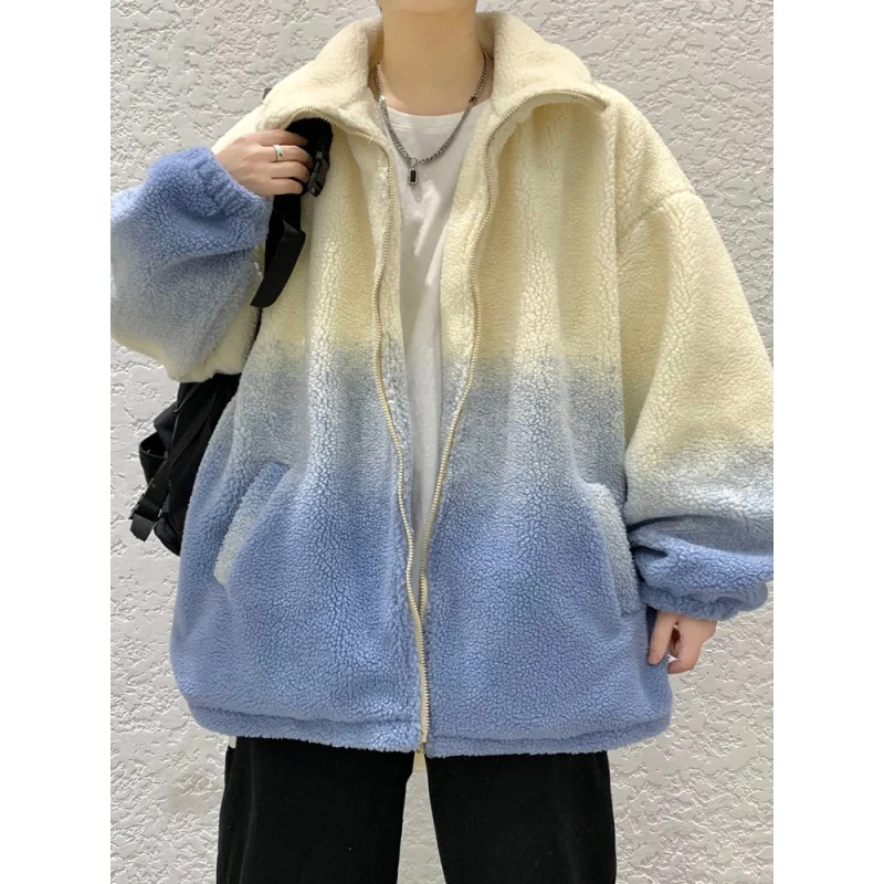 EOENKKY/Men Oversized Hoodie Lamb Wool Coat Men's Thick Winter Padded Jacket Casual New Korean Loose Warm Cotton Outerwear