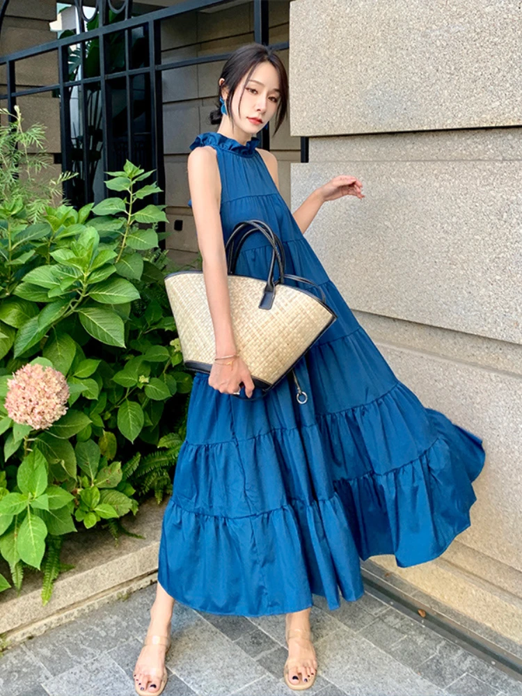 

2022 Summer New Ladies Dress French Temperament Fashion Halter Holiday Dress Simple and Elegant Party Fairy Dress