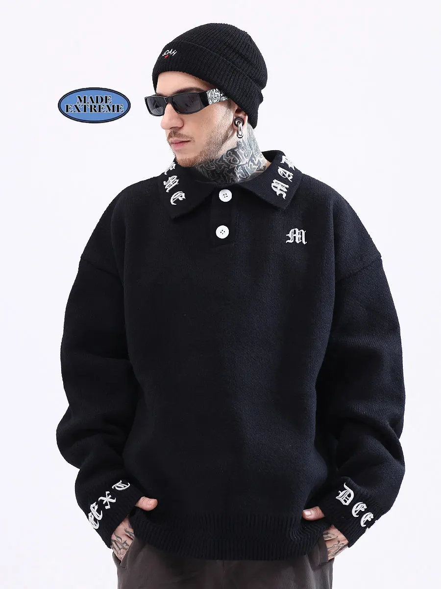 

Мужской свитер с вышивкой в стиле Харадзюку