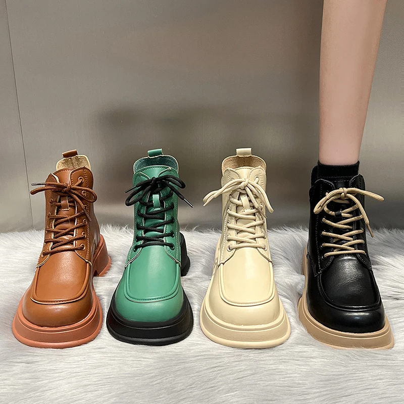 

Женские ботильоны на платформе, из искусственной кожи, на шнуровке