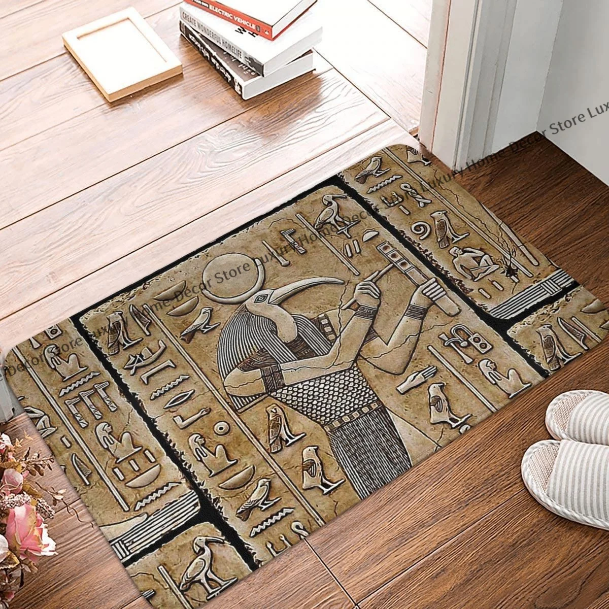 

Bedroom Mat Thoth Ancient Egyptian Deity Doormat Flannel Carpet Balcony Rug Home Decoration