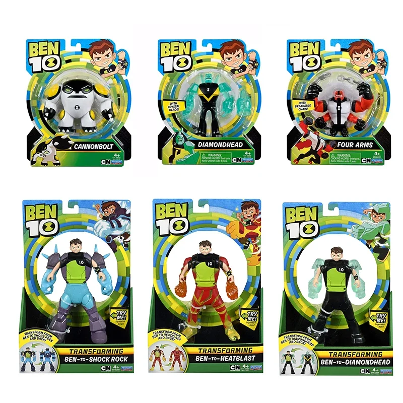 Подлинная фигурка Ben 10 Power up Four Arms Tennyson Grey Matter Up Diamondhead