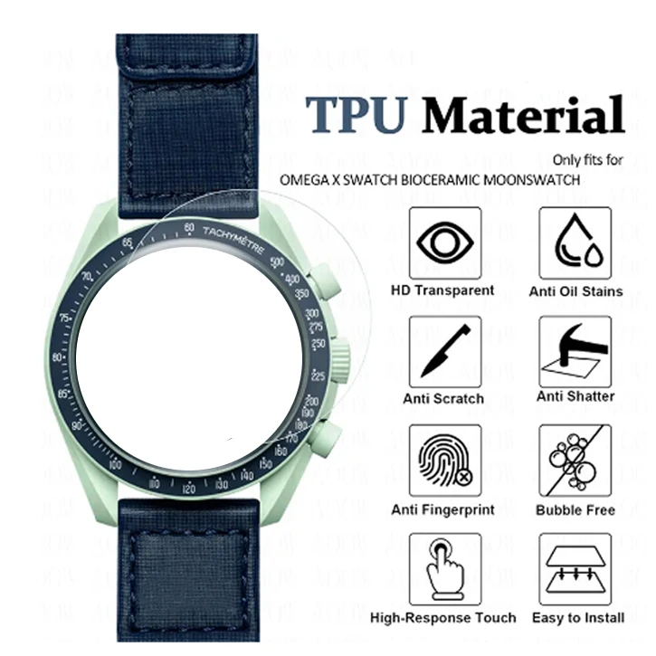 Гидрогелевая защитная пленка из ТПУ для часов MoonSwatch 2 шт. мягкая прозрачная
