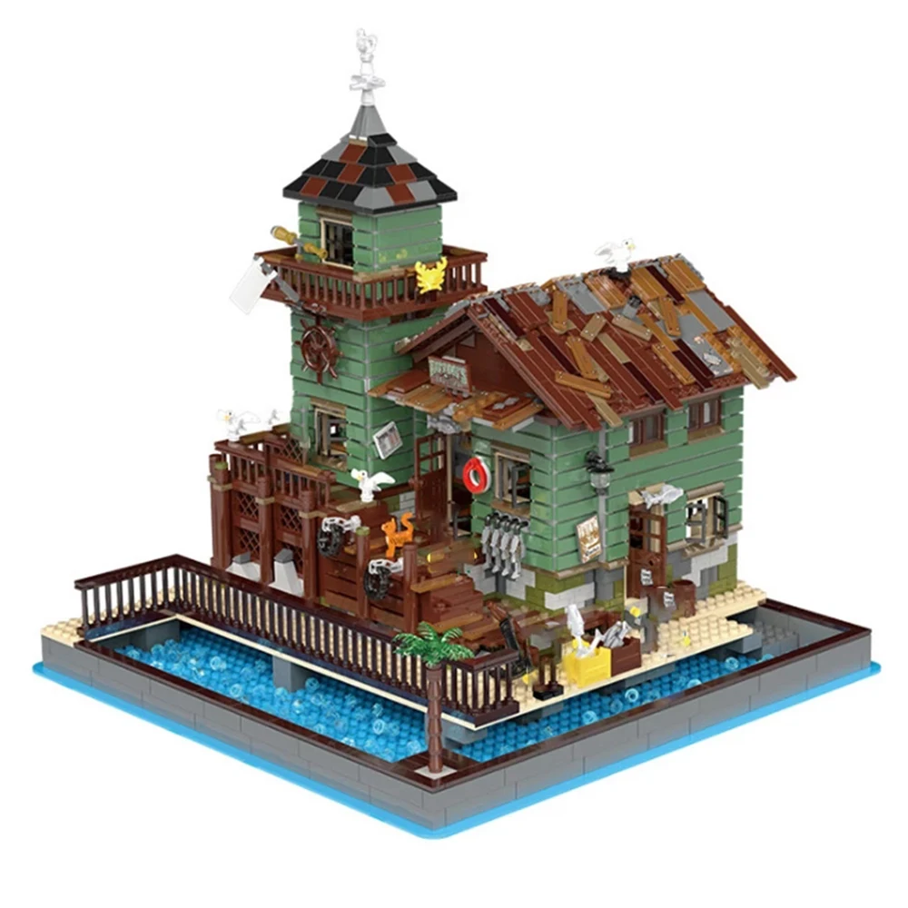

Creative Expert Ideas Street View Moc Old Fishing House Villa Bricks Modular House Model Building Block Toys Gifts 2674pcs 52004