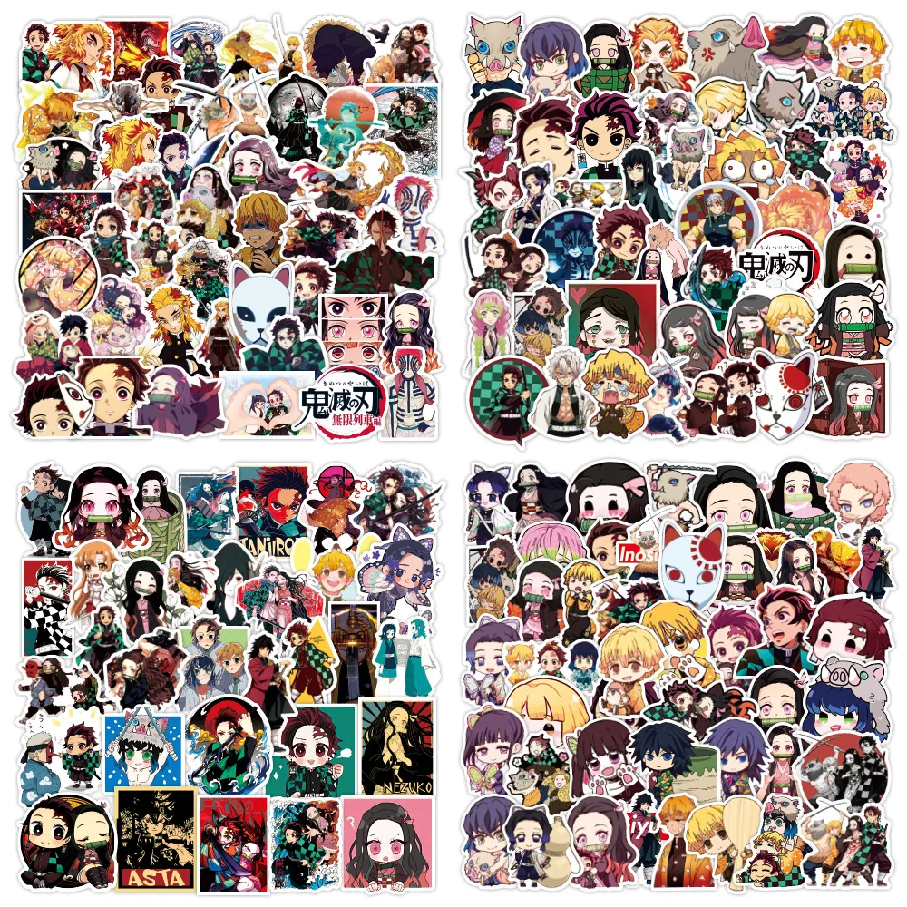 

6 Styles 50pc/set Demon Slayer Sticker Cosplay Prop Cartoon Graffiti Trolley Case Notebook Suitcase Car Stickers