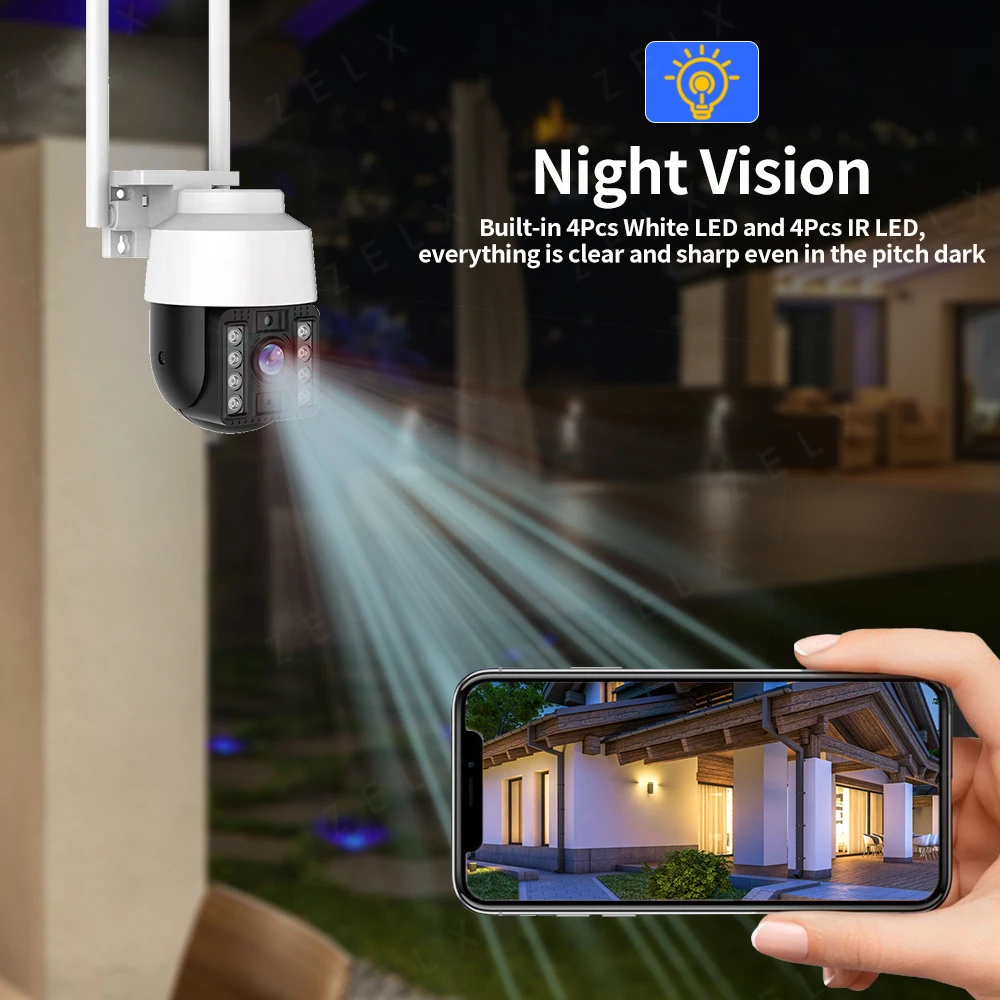 8MP Wi-Fi Беспроводная IP-камера 4K Камера видеонаблюдения PTZ Наружная 4MP 3MP HD H.265 AI