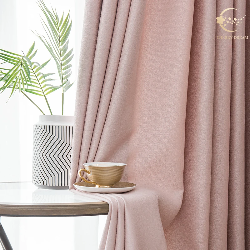 

High shading thick cotton and linen curtain fabric living room bedroom curtain fabric simple curtain finished product05