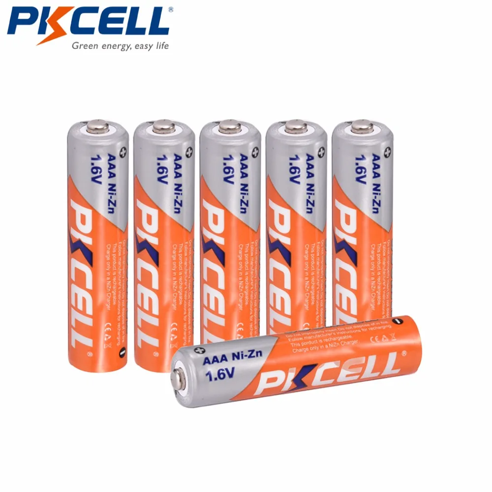 

6Pcs*PKCELL NI-ZN 1.6V AAA Rechargeable Battery in 900mwh Capacity 3A Battery