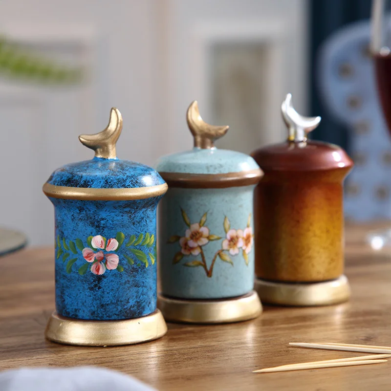 

American Toothpick Jar Creative Decoration European Toothpick Jar Simple Office Living Room Table Family Cotton Swab Jar