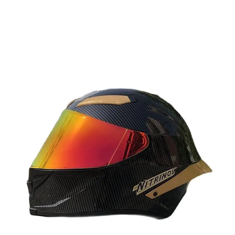 

GOLDEN COLOR Helmet Black Carbon Fibre Riding Motocross Racing Motobike Helmet Full Face Motorcycle Helmet LH