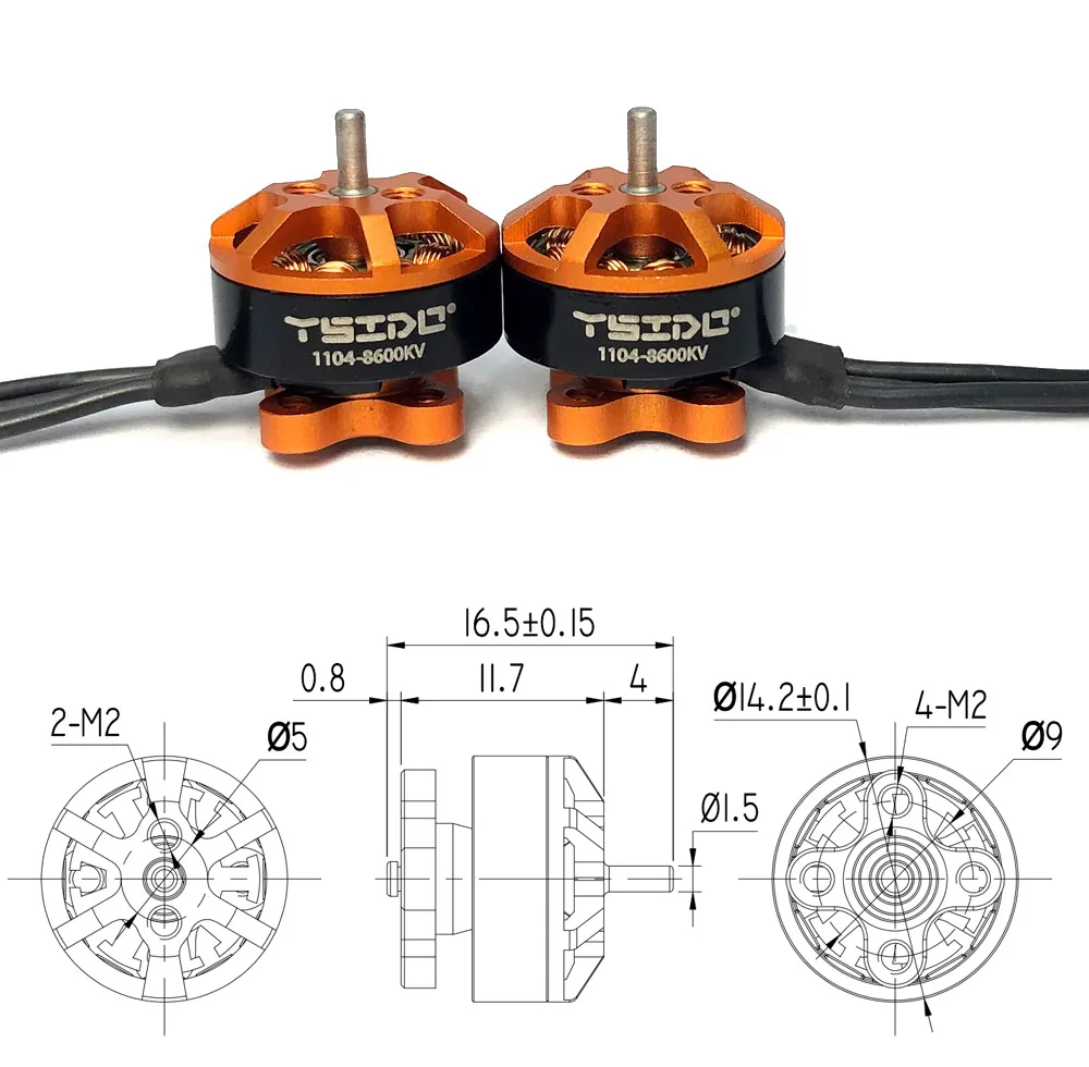 4 шт. YSIDO 1104 7500KV 8600KV бесщеточный двигатель для радиоуправляемого дрона 90-110mm FPV Racing