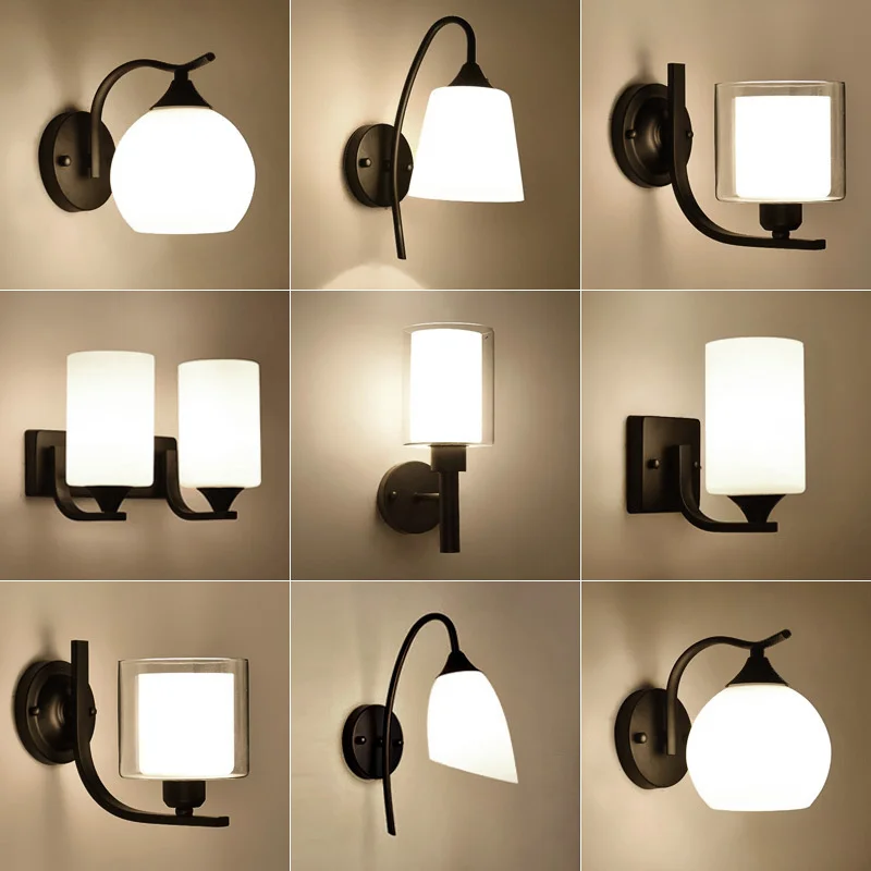 

American double head iron wall lamp corridor lamp Nordic living room bedside lamp bedroom simple modern LED lamp