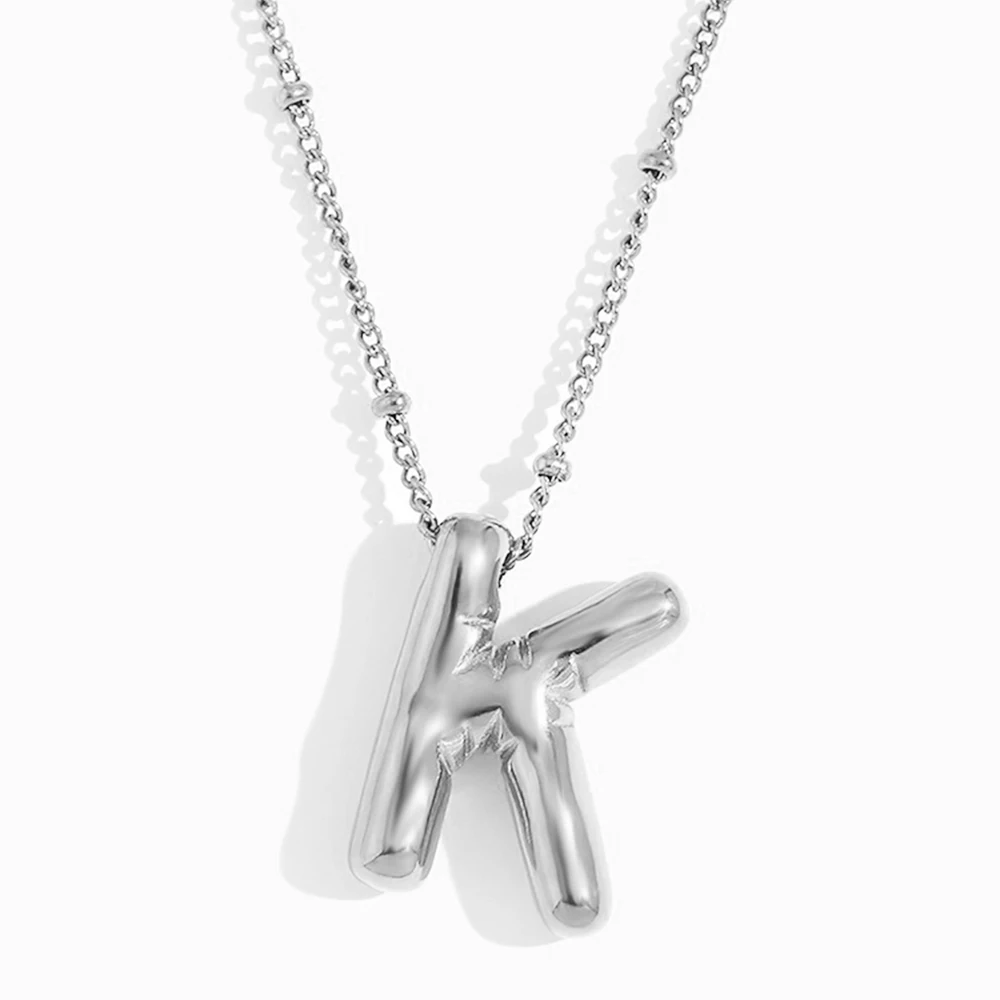 Ожерелье с инициалом пузырьков из нержавеющей стали серебряного цвета