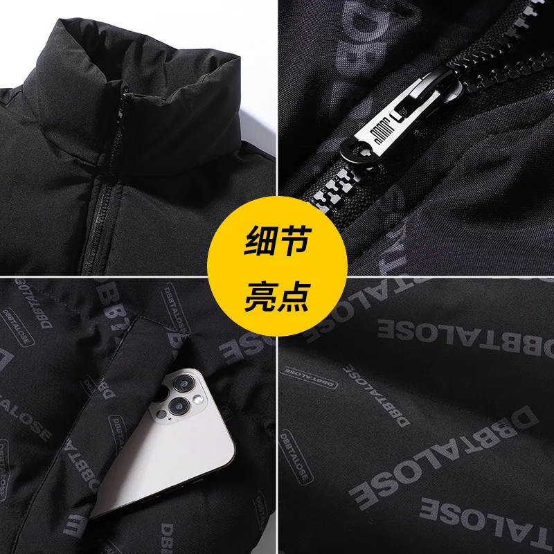 2022 Winter coat Men's Jacket Windproof Pilot Fashion collar Spring and autumn casual quilted warm zipper