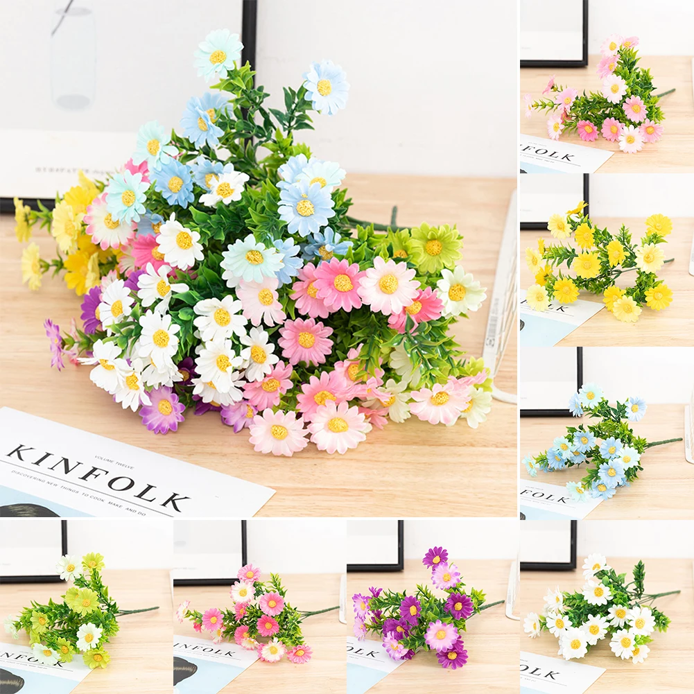 

Artificial Daisy Flowers Simulated Water Plant Chrysanthemum Artificial Flower Wedding Party Garden Courtyard Home Decoration