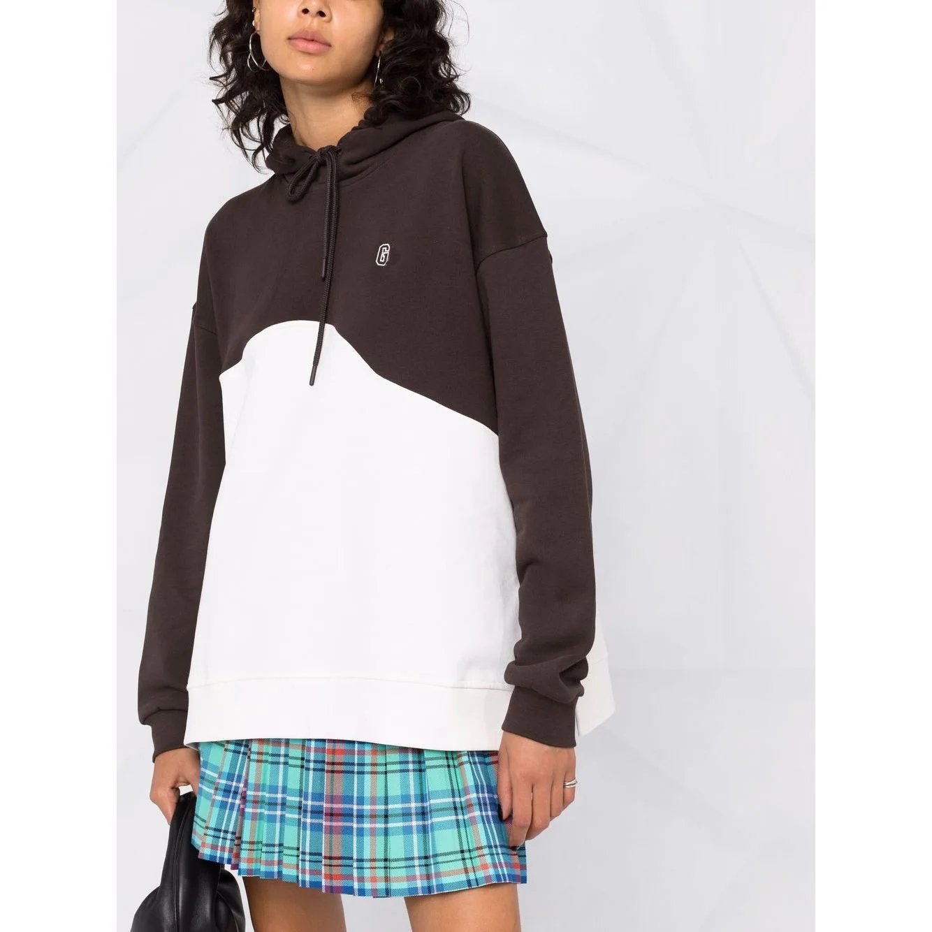 

Новинка Осень-зима 22, стильный свитер с капюшоном, Женский Топ контрастных цветов с длинными рукавами