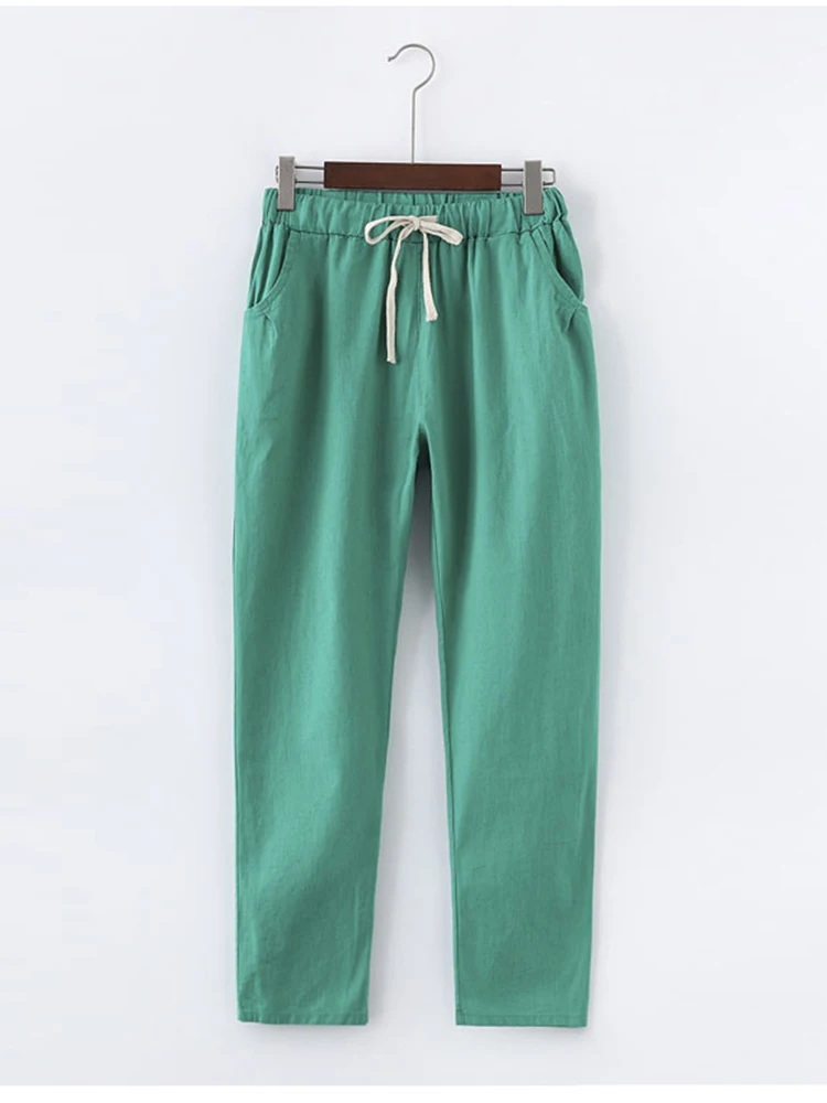Брюки ZOKI женские из хлопка и льна повседневные свободные однотонные