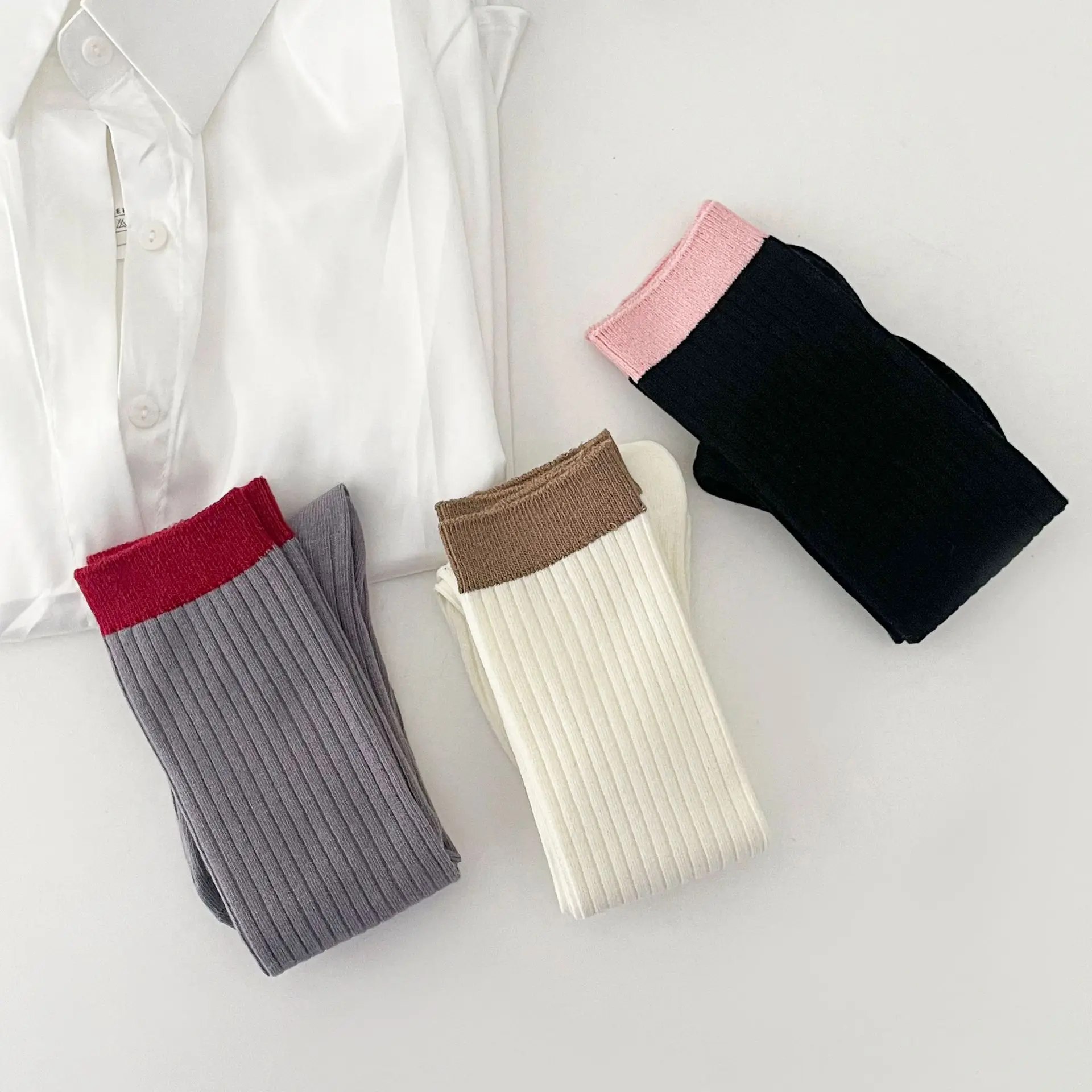 

Women's Spring and Summer New Colored Stockings Japanese Fashion Simple Cotton Socks College Style Casual Socks for Women