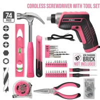 74pcs cordless electric screwdriver set 4v rechargable usb electric drill screwdriver set portable diy repair power tools