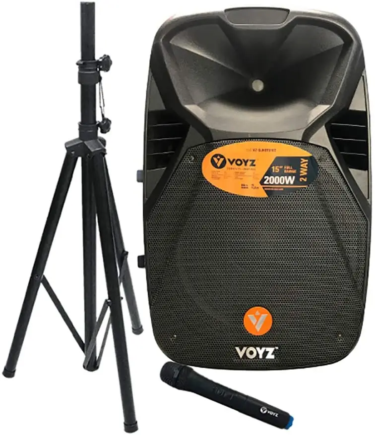 

VOYZ 2000 Watt Bluetooth Portable Speaker for Parties - Two Way 15" Loudspeaker - FM Radio, USB, SD Player Metal wall plate