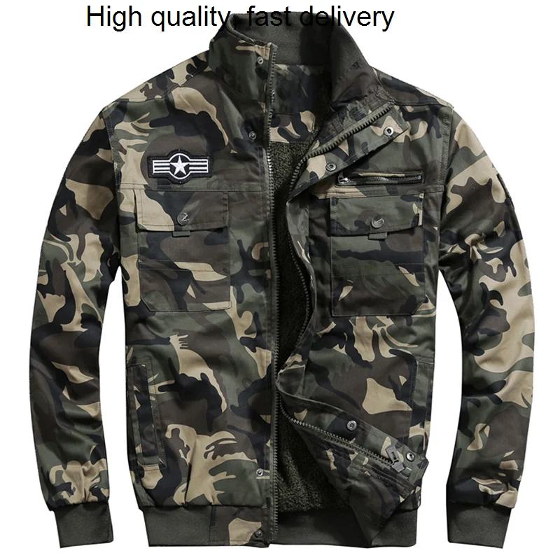 Military Outdoor Vintage Coats For Men XXXXL Autumn Winter Warm Camouflage Jacket Coats Air Force Man Overcoat Plus Size 4XL