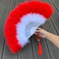 white hand fan ladies folding feather fans home decor handmade dance wedding party accessories crafts gifts