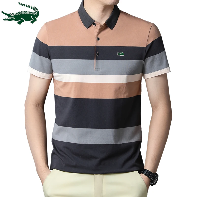 

2023 Polo New Summer 95% Cotton Stripe Polo Shirt Men High Quality Men's Short Sleeve Top Casual Polo-Shirt for Men