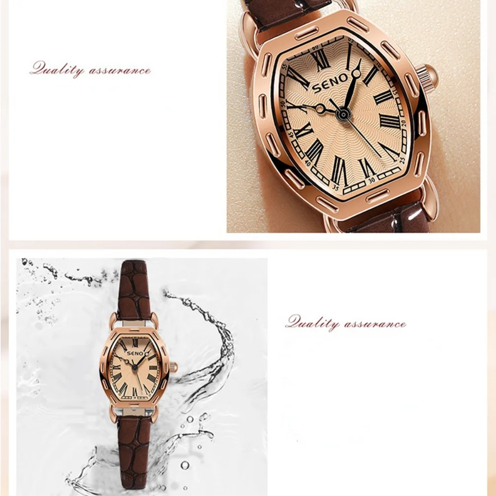Vintage Small Wine Cask Female Belt Temperament Small Watch Quartz Movement Women's Watch