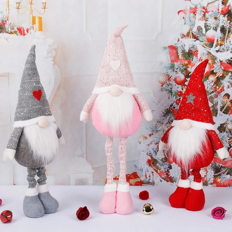 

Faceless Gnome Doll Christmas Decorations Santa Claus Dwarf Retractable Leg Home Cristmas Ornament Navidad Natal New Year Gifts