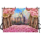 Фон для фотосъемки с изображением замка Диснея Весенняя мечтательная розовая Сакура цветы фон для фотосъемки Свадебная детская вечеринка для дня рождения