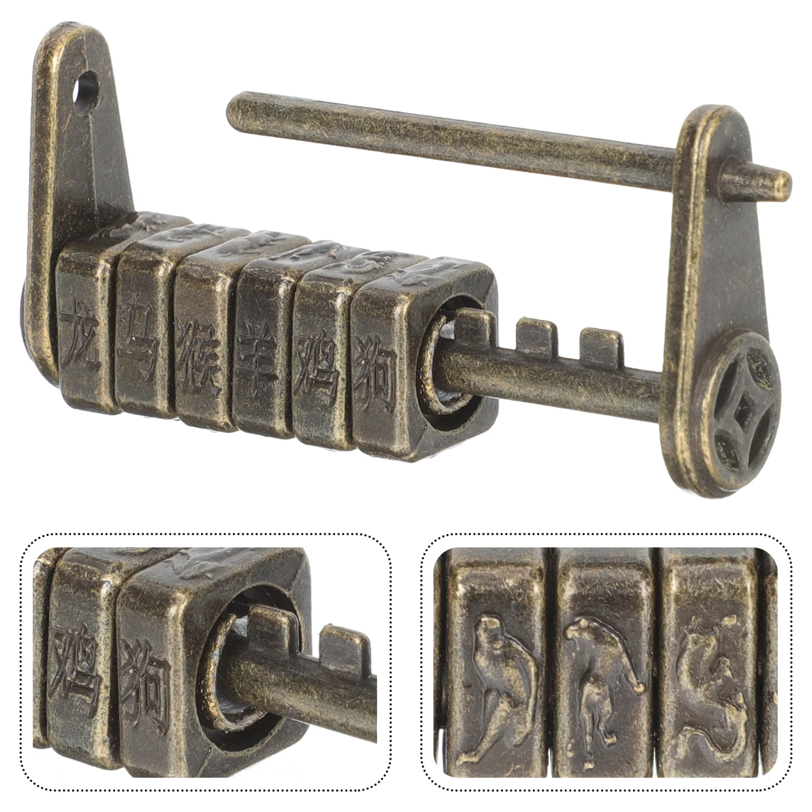 

Lock Padlock Chinese Password Box Padlocks Jewelry Suitcase Cabinet Vintage Decorative Classic Furniture Cupboard Ancient Letter