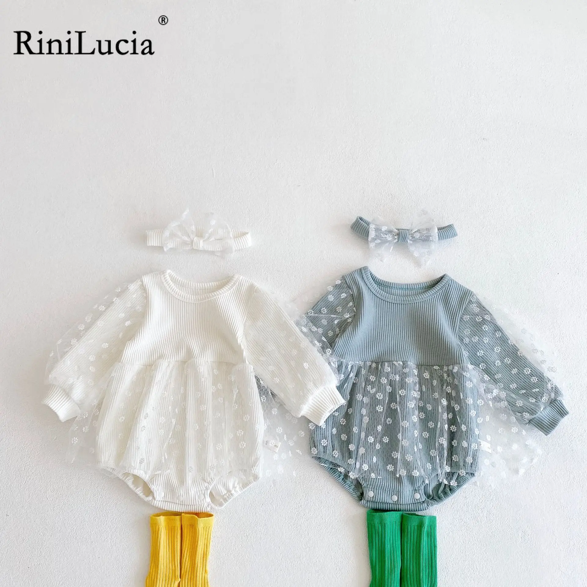 

RiniLucia Fashion Baby Girls Romper Cotton Long Sleeve Ruffles Baby Rompers Infant Playsuit Jumpsuits Cute Newborn Clothes