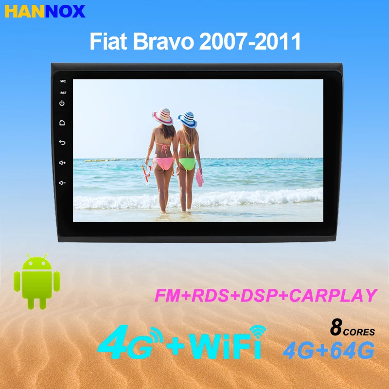 

Автомобильная Мультимедийная система 9 дюймов, система Android 11,0, радио, плеер для Fiat Bravo 2007, 2008, 2009, 2010, 2011, 2012, DSP, поддержка DVR, камеры заднего вид...